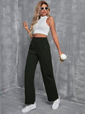 Toplot Cotton Solid Multi-Pocket Cargo Pant For Women (Wide-Leg-Cargo-5195-Green-32),Green,32,B0D9VNQVD9