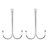 SayHi2U Over-The-Door Double Hanger Hook, Durable Metal Organizer for Hanging Coat Towel Bag Robe, Back of Bathroom and More (Si
