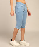 Nifty Women'S Denim Stretchable Slim Fit Capris (Cpri_Pln_Ice_32_Skyblue_32)
