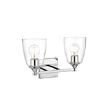Living District Gianni 2-Light Iron & Glass Bath Sconce In Chrome/Clear