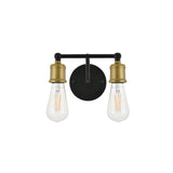 Living District Serif 2-Light Mid-Century Metal Wall Sconce In Brass And Black