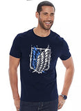 Adro Mens Attack On Titan Cotton T-Shirt (L, Navy Blue)