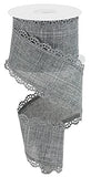 Scalloped Edge Ribbon on Canvas, 10 Yards (Grey, 2.5 Inch)