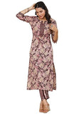 Gosriki Women'S Cotton Blend Printed Straight Kurta With Pant (Prachi Wine-Grt-Gs_M_Wine_Medium),Wine,,B0CBPQPHDP