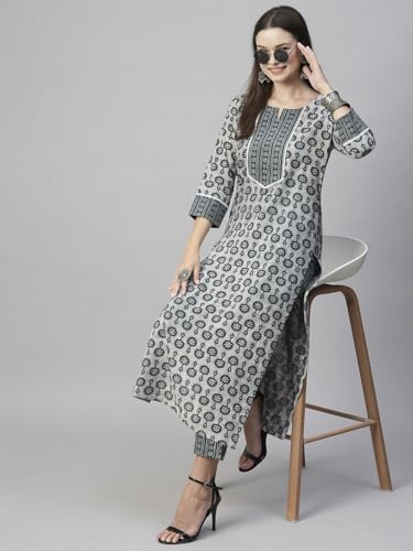 Anni Designer Women'S Cotton Blend Printed Straight Kurta With Pant Pack Of 2 (Combo-Sachi-Kidya_Multicolor_Xx-Large),Multicolour,2XL,Cotton Blend,ANNI DESIGNER Women's Cotton Blend Printed Straight Kurta with Pant Pack Of 2 (Combo-Sachi-Kidya),