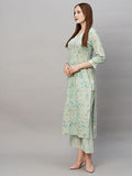 Gosriki Women'S Cotton Blend Printed Straight Kurta With Pant (Vira Grey-Gs_M_Grey_Medium),Grey,,B0CBPQ5PQH
