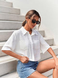 Toplot Shirt For Women || V-Collar Solid Crop For Woman || Half Sleeves For Women || Oversized Shirt For Woman (V-Crop-Shirt-5183-5183-Sky-White-Xs),Sky-White,,B0FBG91Y7Y