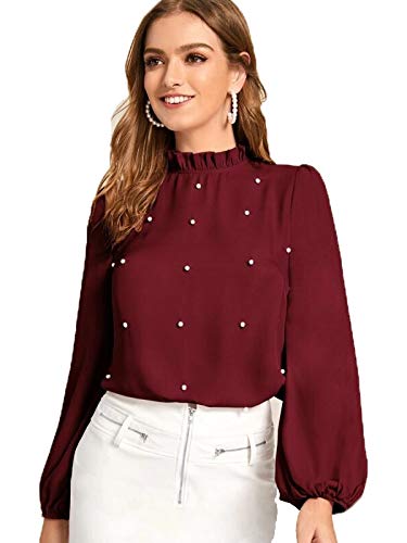 Anni Designer Women'S Maroon Color Western Top (Lantern Maron Top_L),Maroon,L