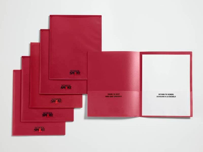 School Smart Take Home Heavy-Duty Folder, Red, Pack Of 24