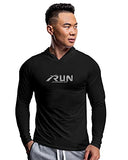 Eyebogler Mens Dry Fit Hooded Neck Full Sleeve Casual Tshirt Black,BlackApparel,XL