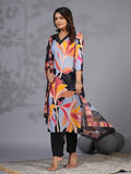 Anni Designer Women'S Rayon Blend Printed Straight Kurta With Pant & Dupatta (Khissu Black_S_Black_Small),Black,S,Rayon Blend,Regular,Kurta, Scarf