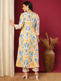 Gosriki Women'S Rayon Viscose A-Line Printed Kurta With Pant (Mandal Yellow-Vks01-Gs_L_Yellow_Large),Yellow,,B0F13Z7JC3