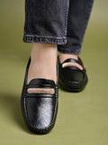 Shoetopia Upper Chain Detailed Black Loafers For Women & Girls /Eu40,Black,7,B0DM699DJ2