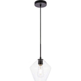 Living District Gene 1-Light Mid-Century Metal Pendant In Black And Clear Glass