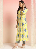 Gosriki Women'S Rayon Viscose Straight Printed Kurta With Pant (Bechari Yellow-Gs_Xl_Yellow_X-Large),Yellow,,B0DT78T1XM