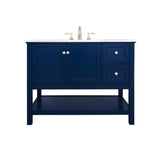Elegant Decor Metropolis 42 Solid Wood And Metal Single Bathroom Vanity In Blue