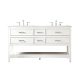 Elegant Decor Sinclaire 60 Aluminum Alloy & Mdf Double Bathroom Vanity In White