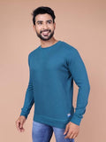 Colors Waffle Texture Full Sleeve T-Shirt For Men - 100% Cotton Ribbed Crew Neck Breathable Fabric Enhanced Texture Super Stretchable Label-Free Comfort Anti-Fungal Dye. Pack Of 1 Coast Blue,Coast BlueApparel,2XL