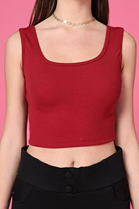 Toplot Women'S Combo Solid Ribbed Scoop Neck Sleeveless Slim Fit Tank Top Pack Of 2 (Combo-5069-Mrn-Wht-S),Maroon-White,,B0C98XFQ8X