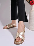 Shoetopia Women'S Snd-190 Flat Sandal-5 Kids Uk (Snd-190-Golden)-Eu38,Gold,5,B0D2RM27PJ