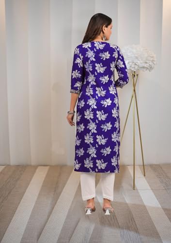 Anni Designer Women'S Rayon Blend Chikankari Embroidered Straight Kurta (Sceros Violet_S_Violet_Small),Violet,S,Rayon Blend,Regular,Kurta