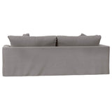 Sunset Trading Newport Slipcovered Recessed Fin Arm 94 Sofa | Stain Resistant Performance Fabric | 4 Throw Pillows | Gray