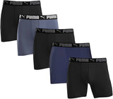 PUMA Mens Microfiber Boxer Brief, 5Pack Blue, Gray and Black XLarge