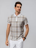 Toplot Men'S Regular Fit Polo Shirt (Polo-5125-Chex-M) Beige,Beige,,B0CB68MDJM
