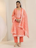 Libas Women'S Chanderi Silk Kurta Sets (99207_Orange_Xl)