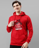 Adro Men'S Cotton Blend Neck Hooded Sweatshirt (H24-Luffy-Rd_Red