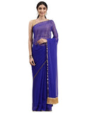 Gosriki Women'S Nazmin Chiffon Solid Gotta Patti Saree With Blouse Piece (Nazmin Dark Blue-Go_Dark Blue),Dark Blue,,B0B1MKX6FN