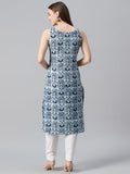 Anni Designer Women'S Rayon Blend Straight Printed Kurta (Ccd Blue_L_Blue_Large),Blue,L,Rayon Blend,Regular,