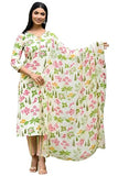 Anni Designer Women'S Rayon Blend Straight Printed Kurta With Pant & Dupatta (Kumud Cream-Vks03_Xxl_Cream_Xx-Large),Cream,2XL