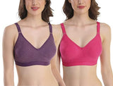 Clothas WomenS Daily Use/TShirt Bras For Girl And Women (Pack Of 2) Pink,Purple
