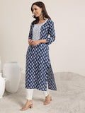 Libas Women'S Silk Blend Ethnic Motifs Straight Kurta (98029O_Indigo_M)
