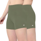 Xjarvis Lucia Shorts For Women Stretchable Yoga Shorts Soft Squat-Proof & Breathable Cycling Running For Skin Fit Tights & Gym Short Pack Of 2 (Olive 2Xl),Pack of 2 - Olive,2,B0DZHG9HF2