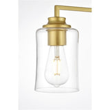 Living District Ronnie 3-Light Iron & Glass Bath Sconce In Brass/Clear
