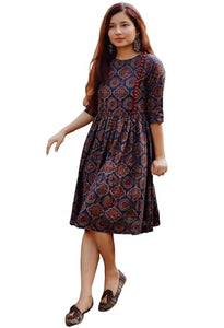 Gosriki Women'S Cotton Blend Printed Anarkali Kurta (Pond Blue-Gs_M_Blue_Medium),Blue,,B0CHSF52YX
