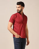 Toplot Men'S Regular Fit Solid Casual Shirt With Pocket Design With Spread Collar & Half Sleeves (Half-Pocket-5179-Maroon-L),Maroon,,B0CYH3XC6Y