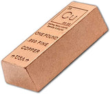 1 Pound Copper Bar Ingot Paperweight - .999 Pure Copper Bar Bullion Chemistry Element Design with Certificate of Authenticity by