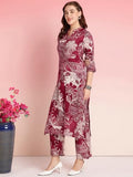 Gosriki Women'S Rayon Blend Straight Printed Kurta With Pant (Tomsk Maroon-Gs_Xxl_Maroon_Xx-Large),Maroon,2,B0DRNN1WQS