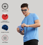 ADRO T Shirts Pack of 3 Mens Tshirts Cotton T Shirts for Men Pack of 3 T Shirts Regular fit Tshirts Combo T Shirts Solid Tshirt for Men | RCM3-PLN-PU-SK-PT-L,Purple,Sky Blue,Pist