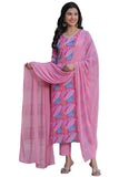 Gosriki Women'S Cotton Blend Straight Printed Kurta With Pant & Dupatta (Mimansa Pink-Gs_M_Pink_Medium),Pink,,B0CR48LCN8