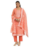 Libas Women'S Chanderi Silk Kurta Sets (99207_Orange_Xl)
