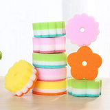 Keuyeo Sponges Scouring Pads 5pcs Flower Shape Sponge Brush Tableware Glass Wash Dishes Sponge Kitchen Home Christmas Cleaning T