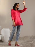 Libas Women'S Cotton Blend Solid Straight Kurti (29661_Pink_L)
