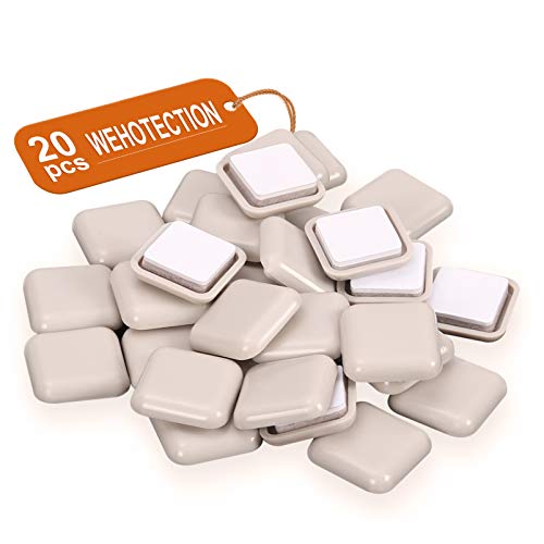20 Pcs Self-Stick Furniture Sliders,1 Inch Od Square Furniture Sliders For Carpet,Furniture Moving Glides For Furniture-Adhesive