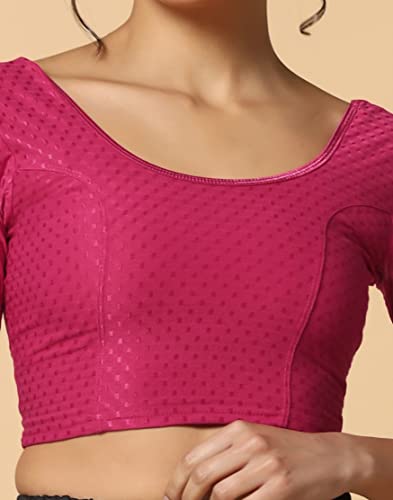 Toplot Cotton Blend Lycra Stretchable Readymade Blouses Pack Of 2 (Combo-5058-Nvy-Rnp-36),Navy Blue-Rani Pink,36,B0CV59D4H3