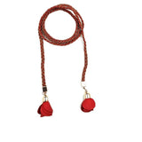 Ani Accessoriez Women Suede Braided Waist Belt/Chain/Cord For Skiny Girls With Pu Leather Rose Flowers (Red)