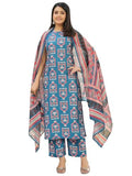 Gosriki Women'S Rayon Blend Anarkali Printed Kurta With Palazzo & Dupatta (Nethra Blue-Vks01-Gs_M_Blue_Medium),Blue,,B0DPB4MHBT